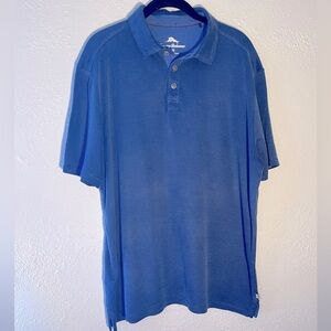 Tommy Bahama Mens Short Sleeve Polo Shirt Navy Blue Casual Stretch Size Large
